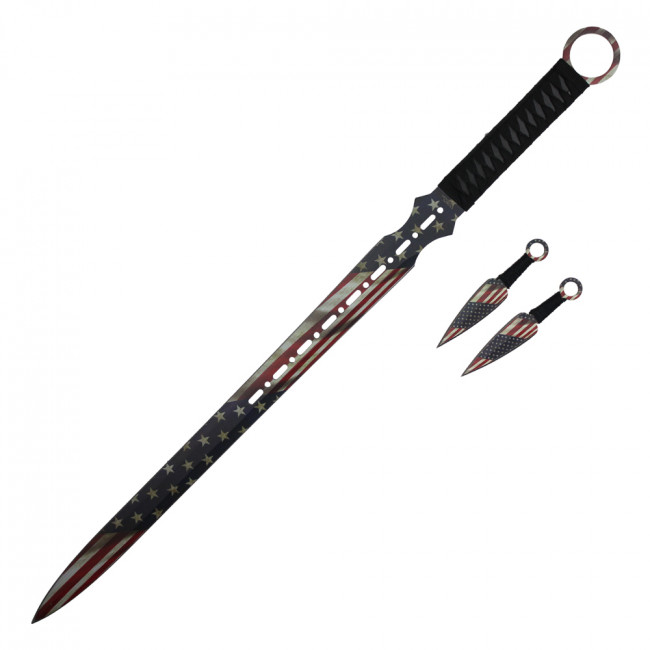 Sword with Throwing Knives - Gold